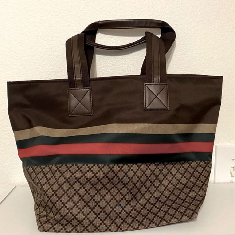 (NWOT) Gucci Brown Diamanté Nylon Shoulder Tote Bag - Picture 6 of 16